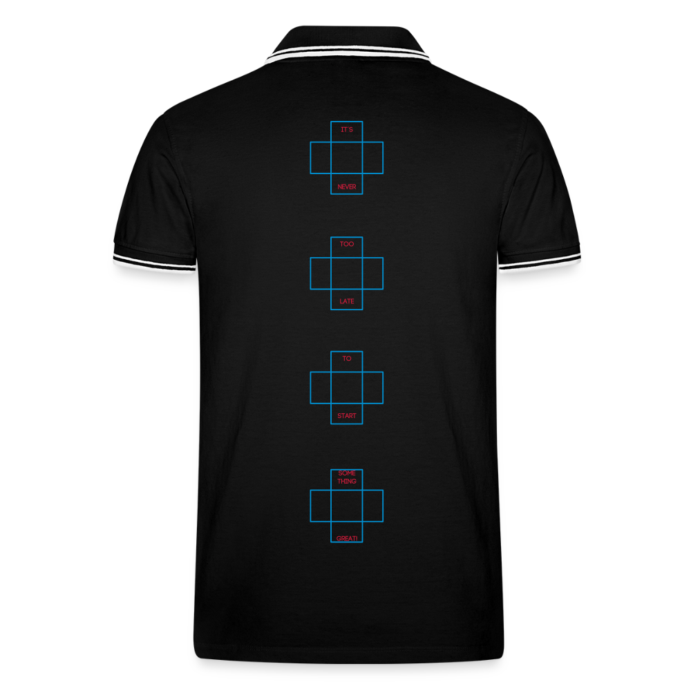 Männer Tipped Poloshirt - Schwarz/Weiß