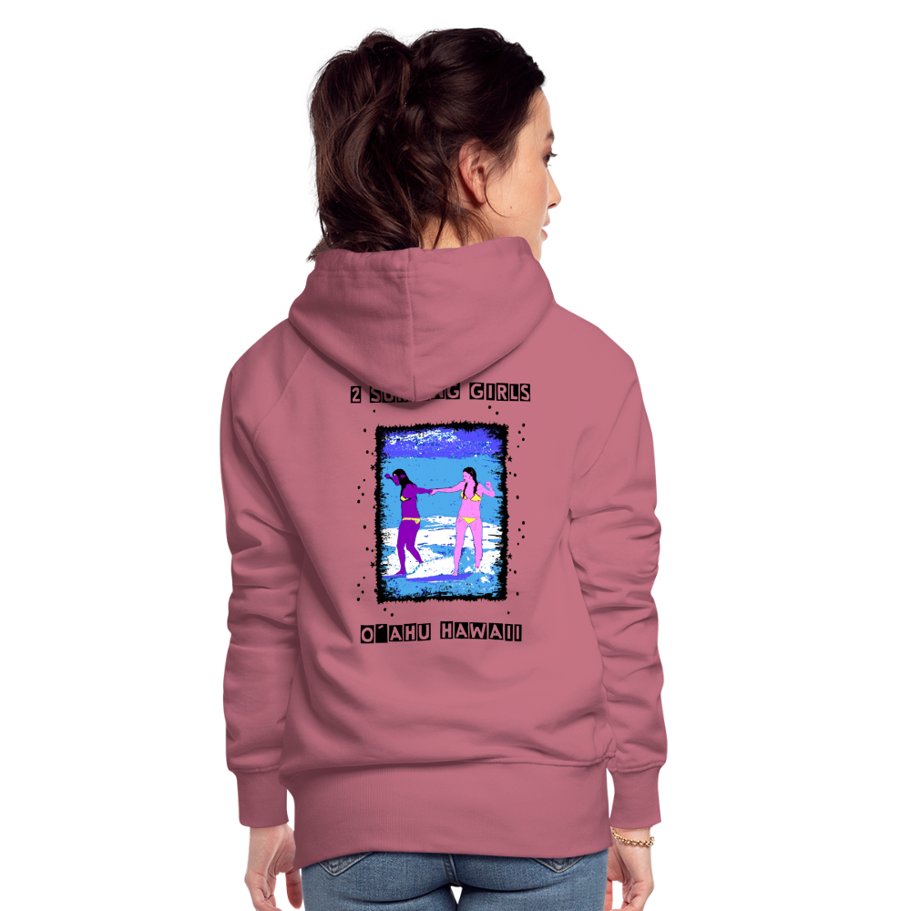 11.09.23 Taijn Torijn - "2 Surfing Girls - O´ahu Hawaii" - DAMEN Premium Hoodie - Malve