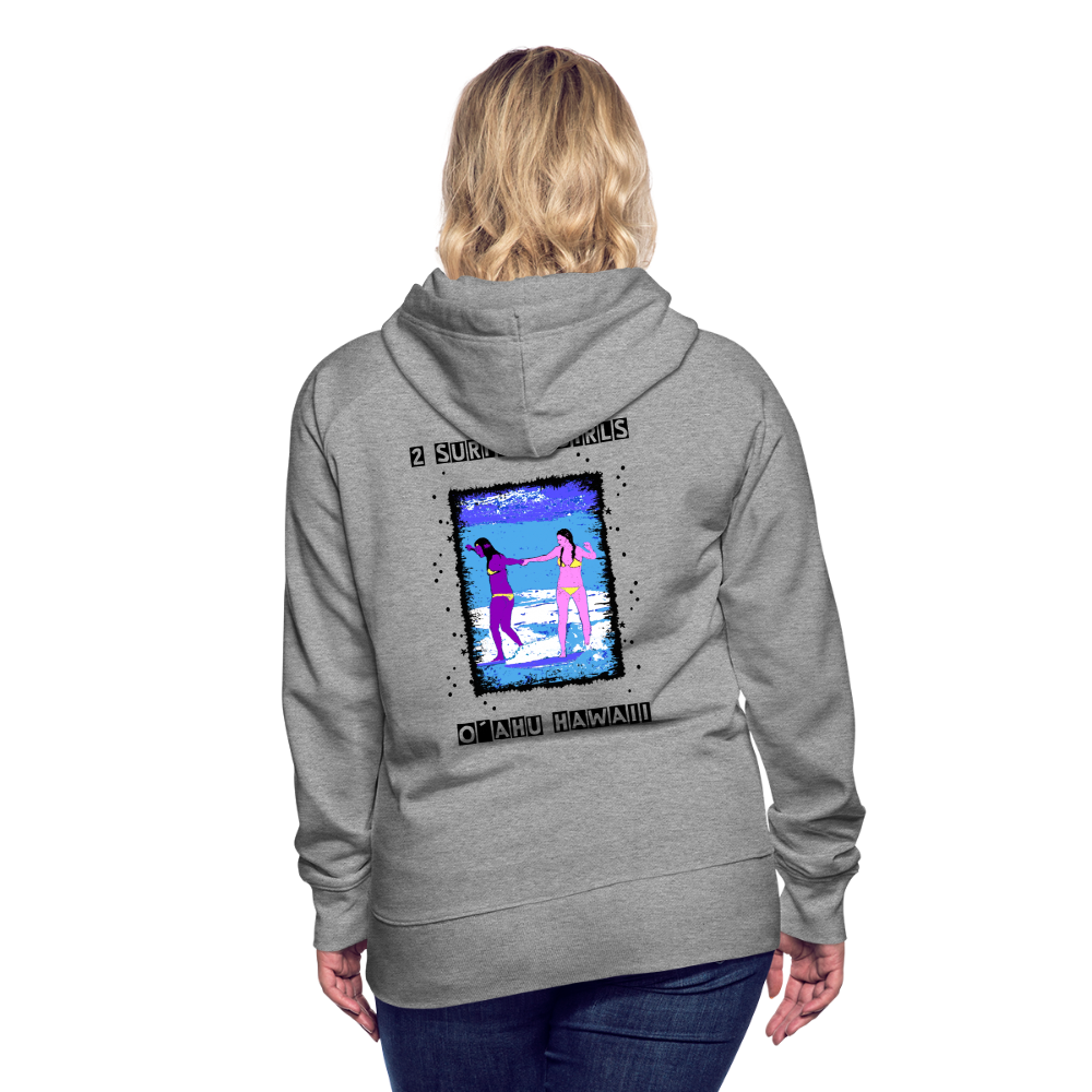 11.09.23 Taijn Torijn - "2 Surfing Girls - O´ahu Hawaii" - DAMEN Premium Hoodie - Grau meliert