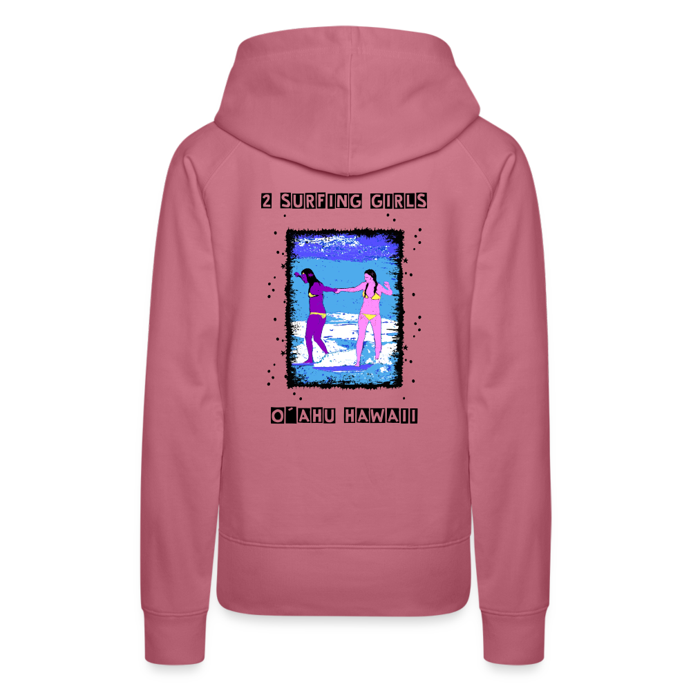 11.09.23 Taijn Torijn - "2 Surfing Girls - O´ahu Hawaii" - DAMEN Premium Hoodie - Malve