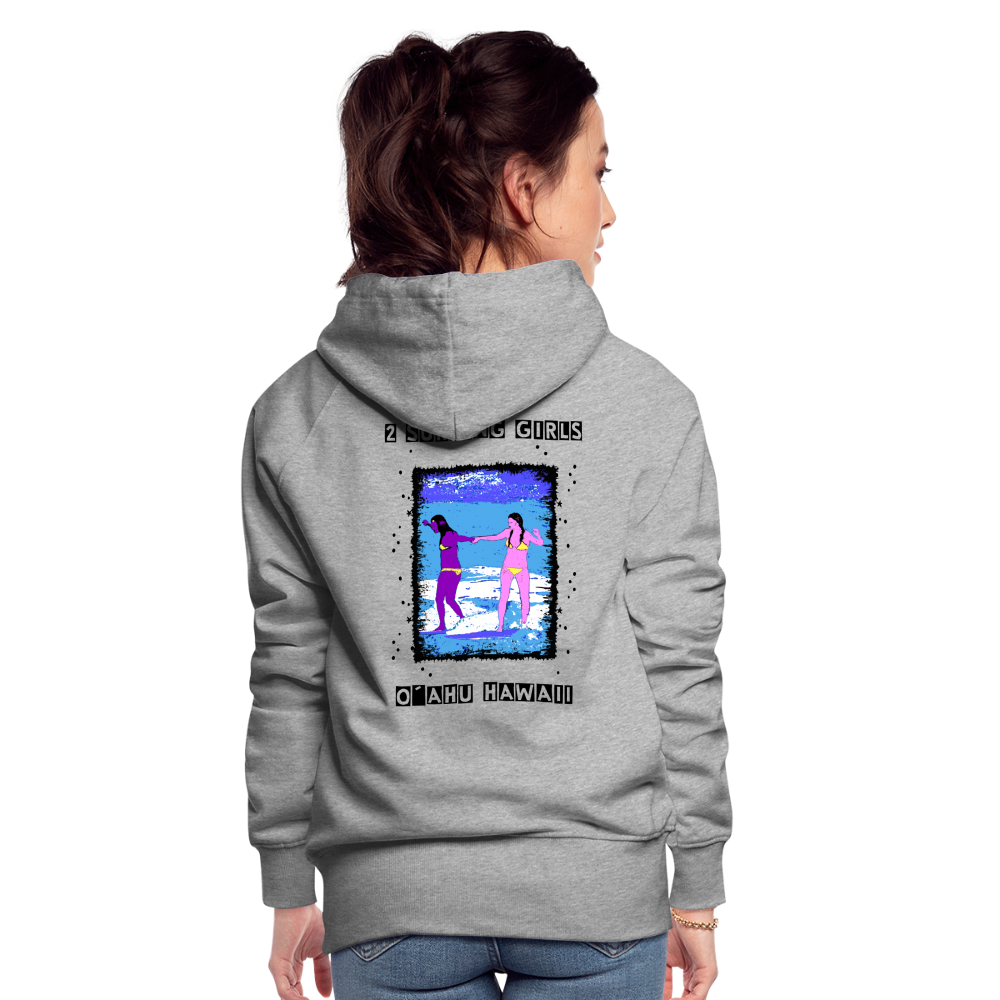 11.09.23 Taijn Torijn - "2 Surfing Girls - O´ahu Hawaii" - DAMEN Premium Hoodie - Grau meliert