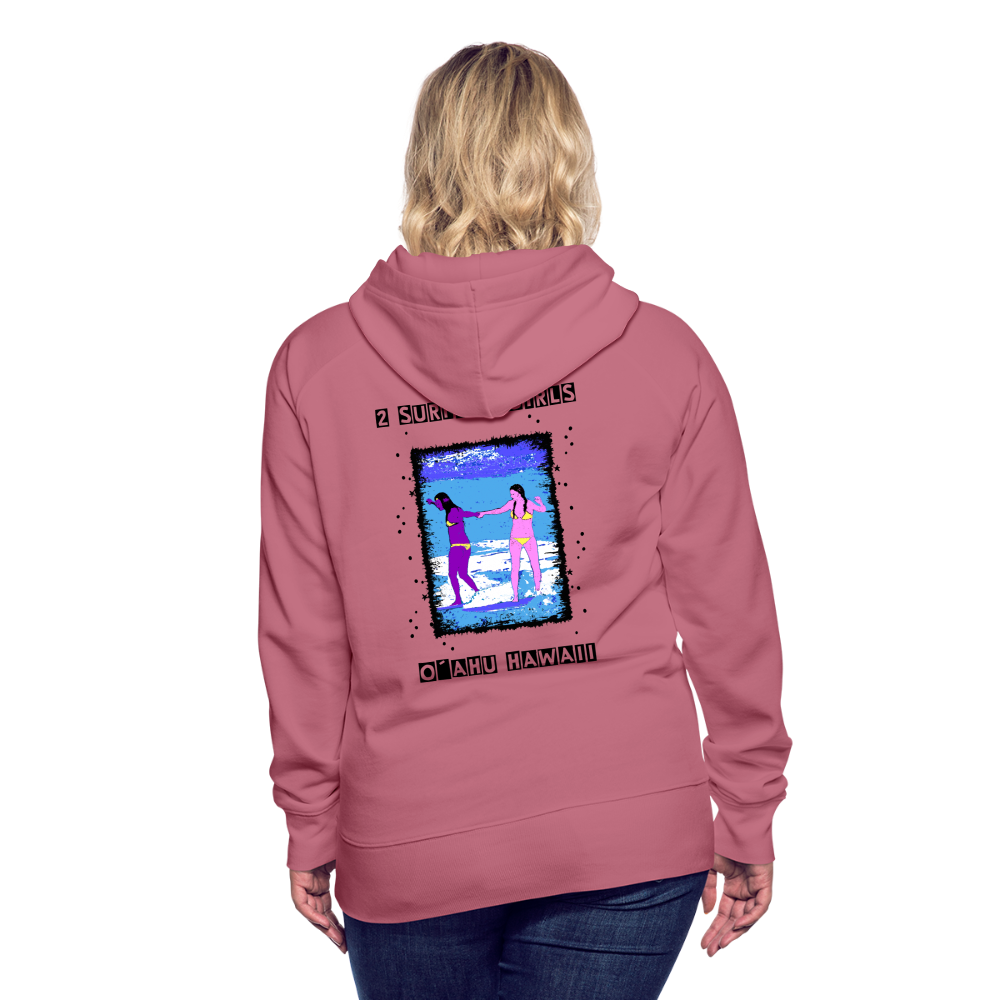 11.09.23 Taijn Torijn - "2 Surfing Girls - O´ahu Hawaii" - DAMEN Premium Hoodie - Malve