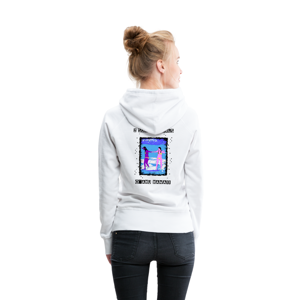 11.09.23 Taijn Torijn - "2 Surfing Girls - O´ahu Hawaii" - DAMEN Premium Hoodie - Weiß