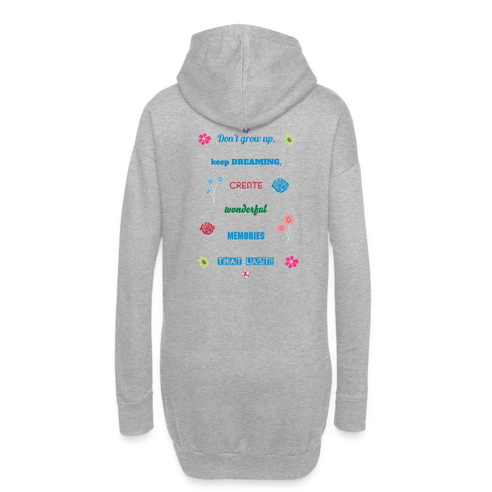 11.09.24 TaijnTorijn -"Memories that last." - Damen Hoodie Kleid - Grau meliert - Grau meliert