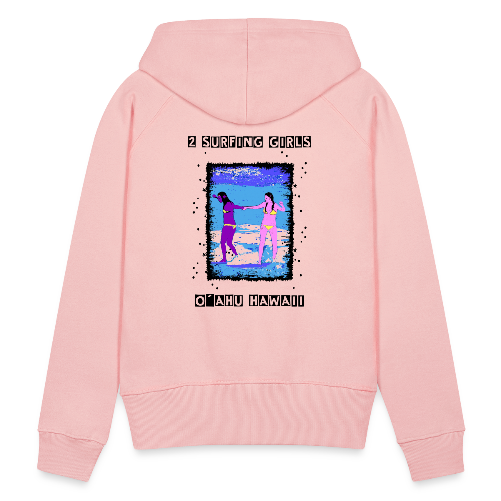 11.09.23 Taijn Torijn - "2 Surfing Girls - O´ahu Hawaii" - DAMEN Premium Hoodie - Kristallrosa