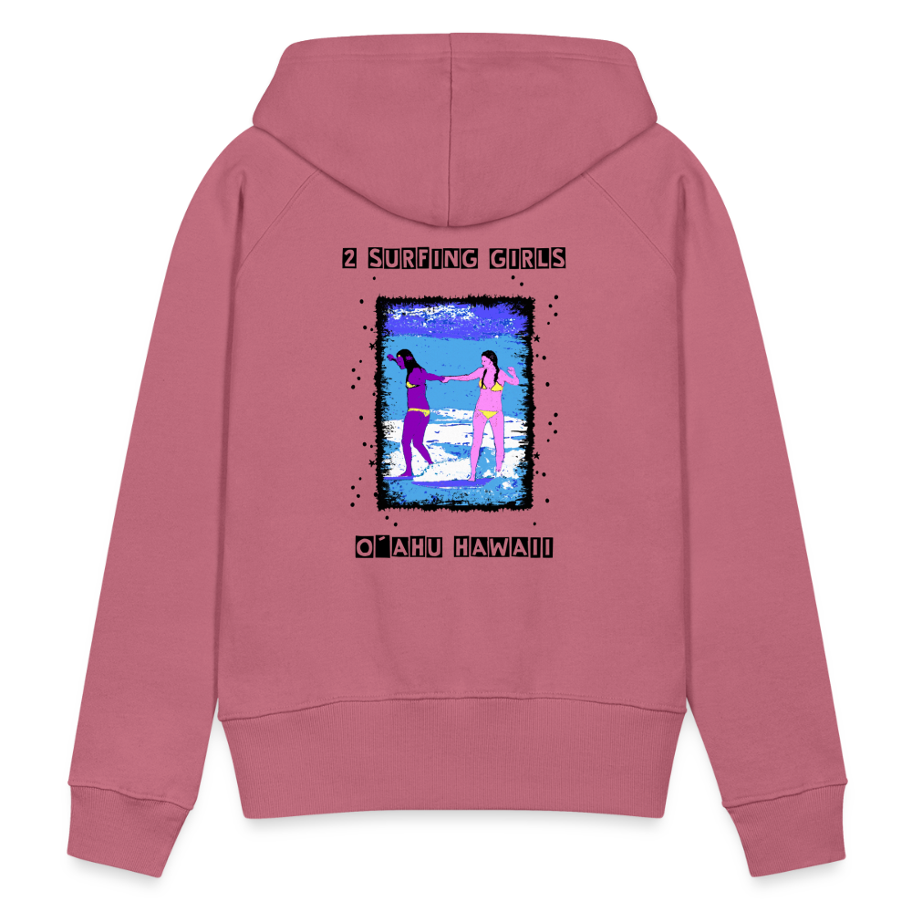 11.09.23 Taijn Torijn - "2 Surfing Girls - O´ahu Hawaii" - DAMEN Premium Hoodie - Malve