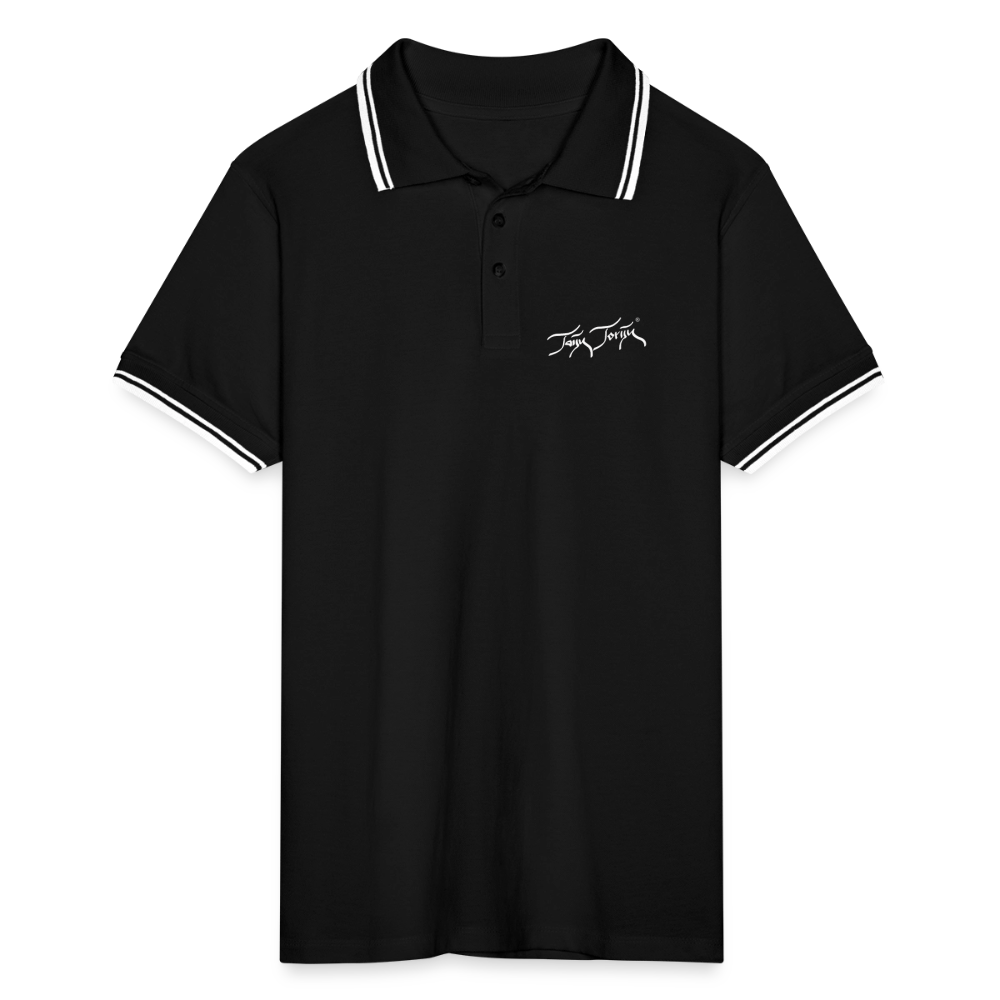 Männer Tipped Poloshirt - Schwarz/Weiß