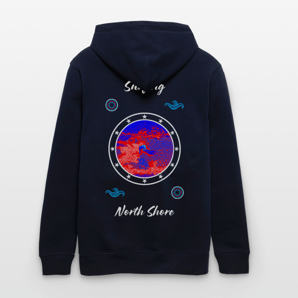 20.03.26 Taijn Toriijn "Surfing North Shore" - StanleyStella-Unisex Bio-Hoodie 2 - Schwarz & Navy - Navy