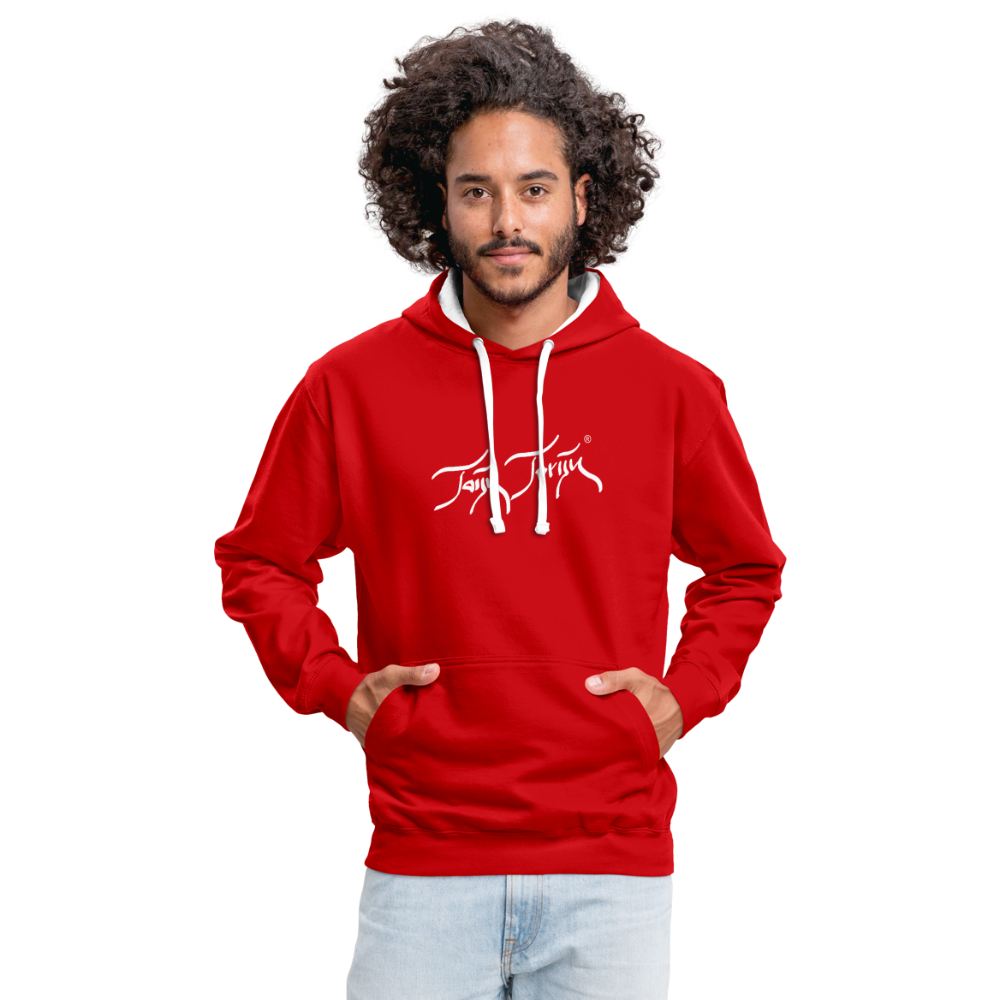 08.11.23 Taijn Toriijn ""Diver´s Ok - Bora Bora" - UNISEX Kontrast-Hoodie - Rot/Weiß
