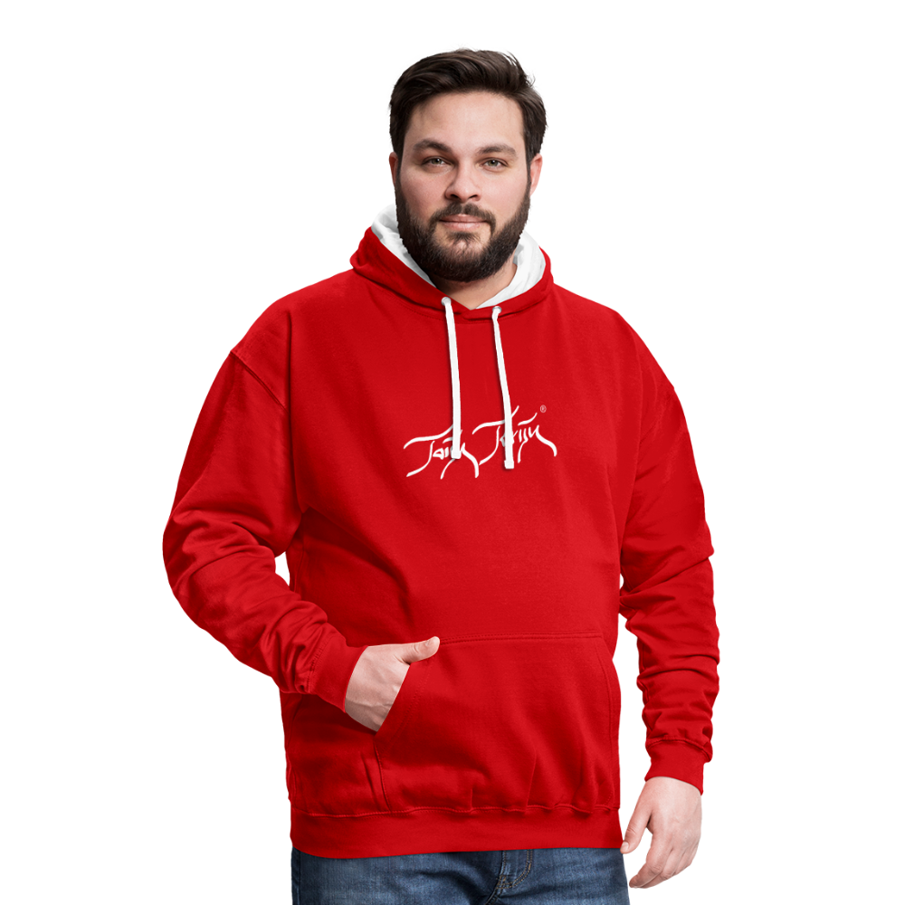 08.11.23 Taijn Toriijn ""Diver´s Ok - Bora Bora" - UNISEX Kontrast-Hoodie - Rot/Weiß
