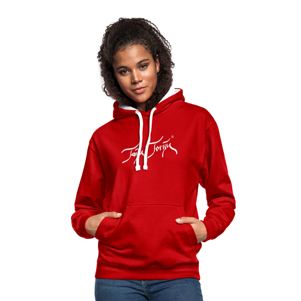 08.11.23 Taijn Toriijn ""Diver´s Ok - Bora Bora" - UNISEX Kontrast-Hoodie - Rot/Weiß