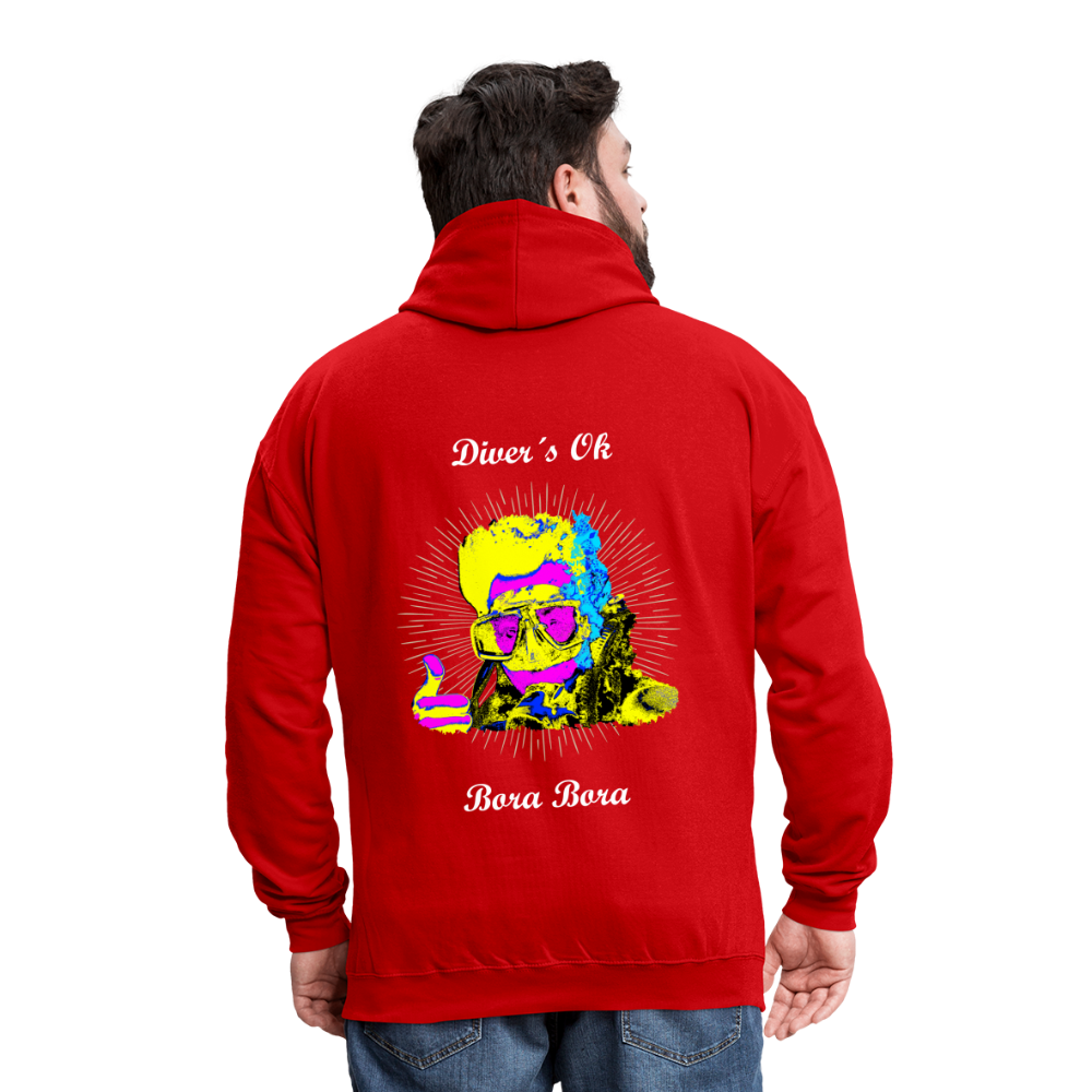 08.11.23 Taijn Toriijn ""Diver´s Ok - Bora Bora" - UNISEX Kontrast-Hoodie - Rot/Weiß