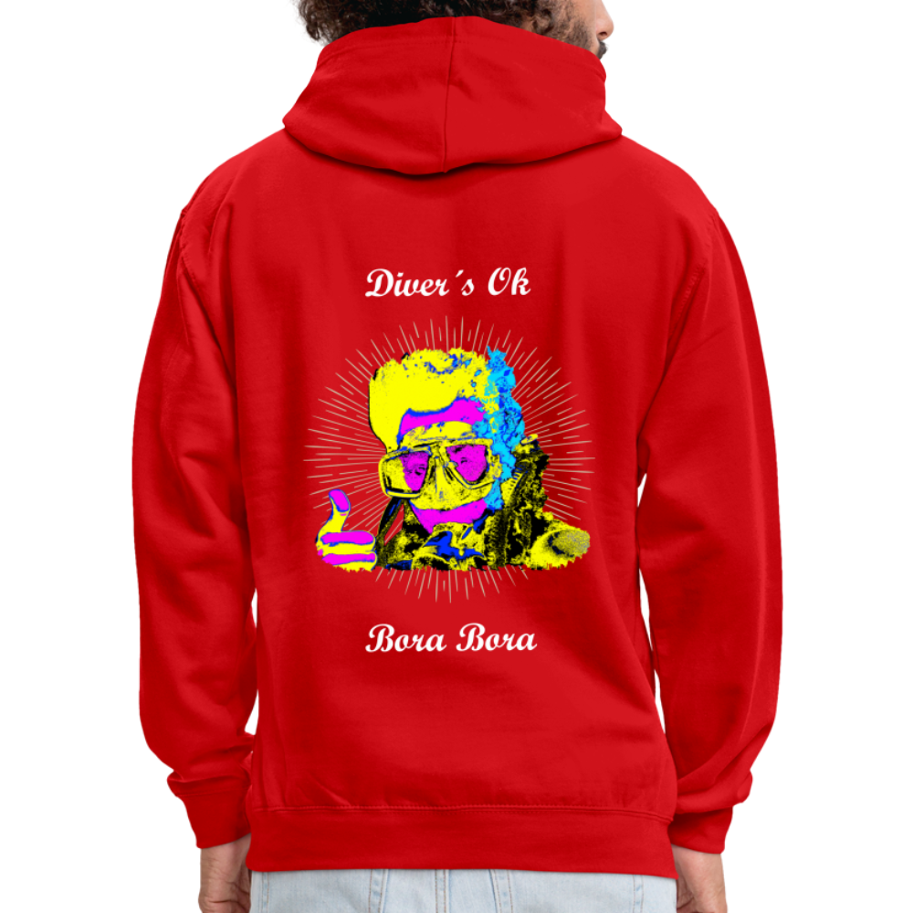 08.11.23 Taijn Toriijn ""Diver´s Ok - Bora Bora" - UNISEX Kontrast-Hoodie - Rot/Weiß