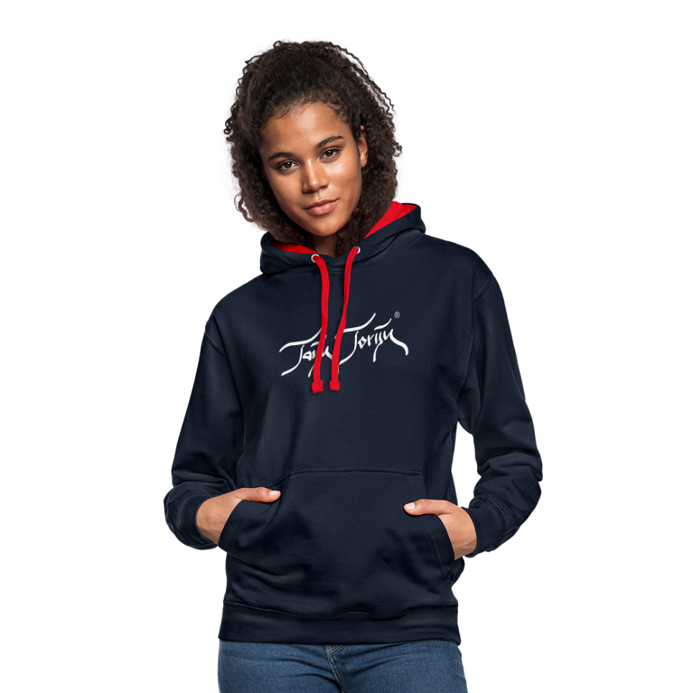 08.11.23 Taijn Toriijn ""Diver´s Ok - Bora Bora" - UNISEX Kontrast-Hoodie - Navy/Rot