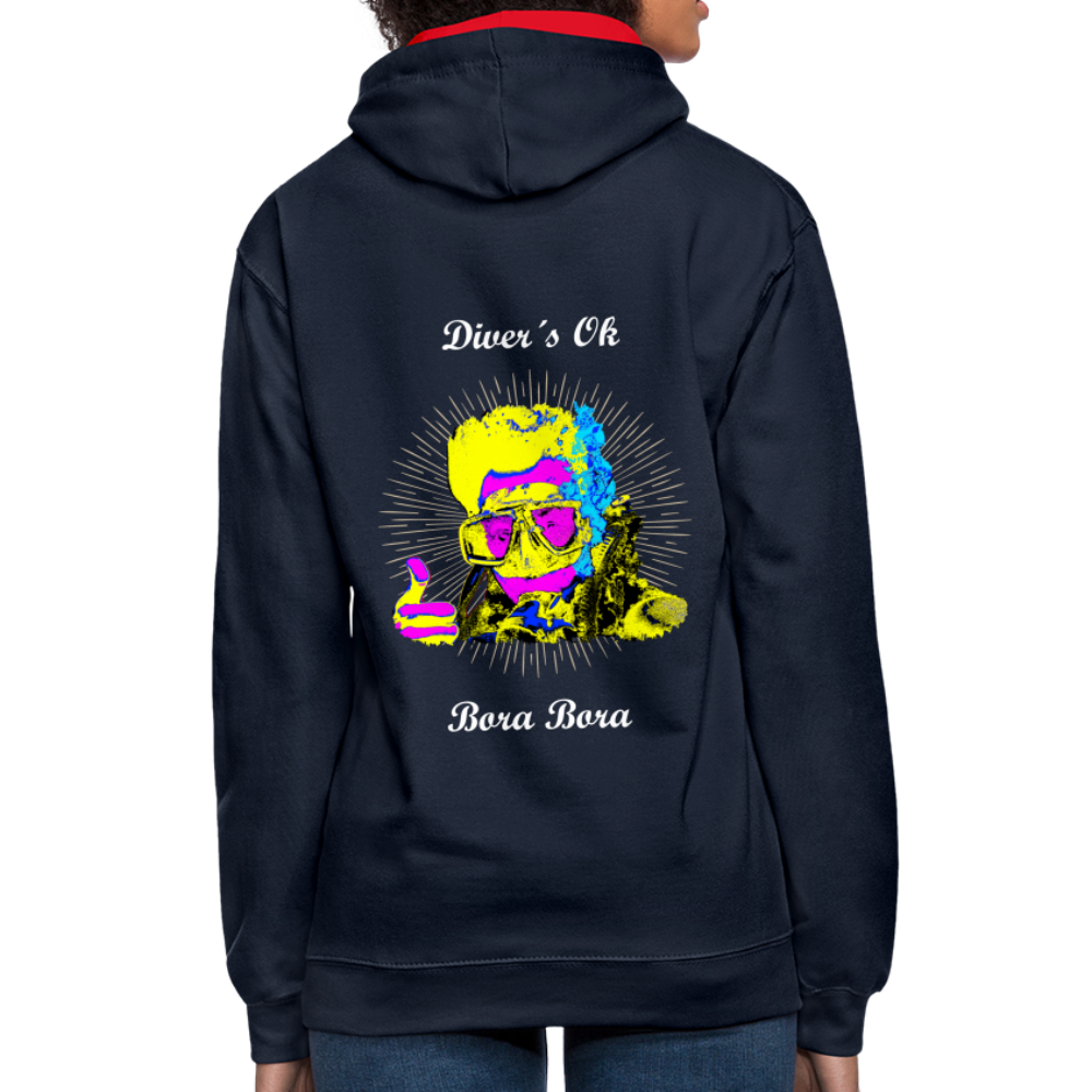 08.11.23 Taijn Toriijn ""Diver´s Ok - Bora Bora" - UNISEX Kontrast-Hoodie - Navy/Rot
