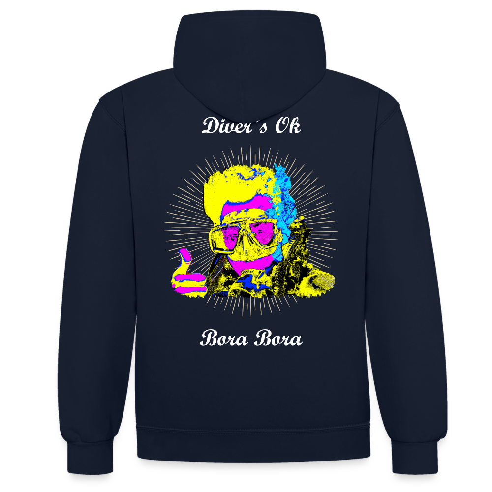 08.11.23 Taijn Toriijn ""Diver´s Ok - Bora Bora" - UNISEX Kontrast-Hoodie - Navy/Rot