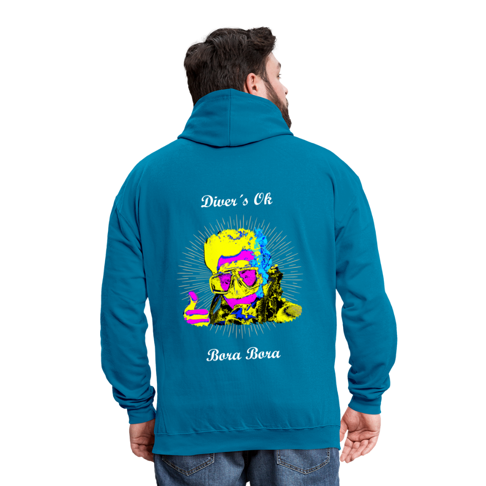 08.11.23 Taijn Toriijn ""Diver´s Ok - Bora Bora" - UNISEX Kontrast-Hoodie - Pfauenblau/Grau meliert