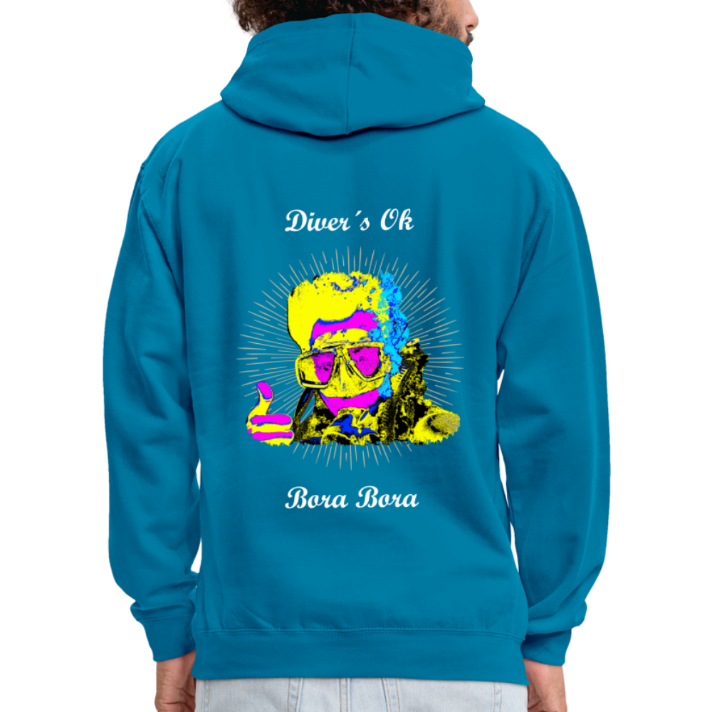 08.11.23 Taijn Toriijn ""Diver´s Ok - Bora Bora" - UNISEX Kontrast-Hoodie - Pfauenblau/Grau meliert