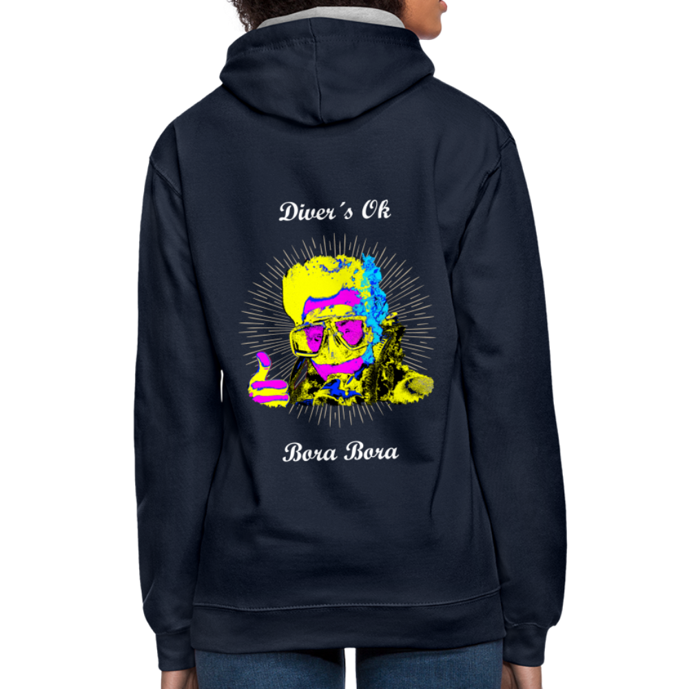 08.11.23 Taijn Toriijn ""Diver´s Ok - Bora Bora" - UNISEX Kontrast-Hoodie - Navy/Grau meliert