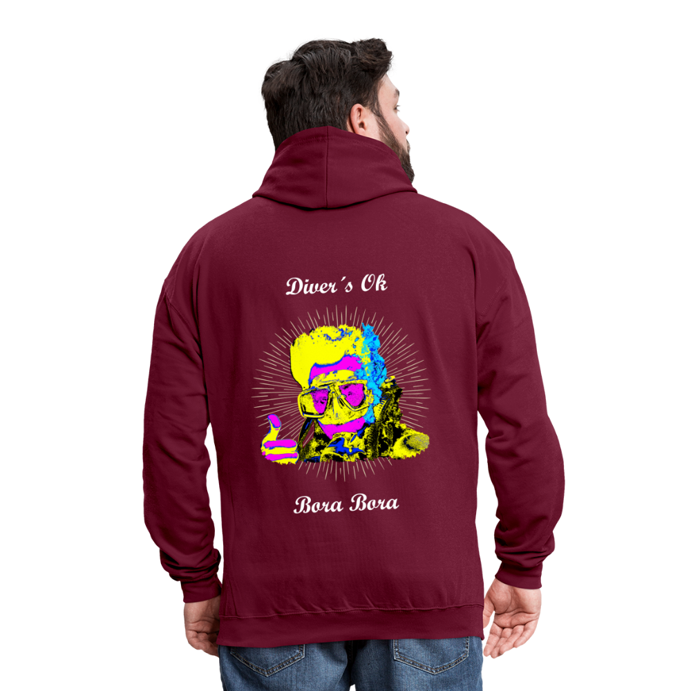 08.11.23 Taijn Toriijn ""Diver´s Ok - Bora Bora" - UNISEX Kontrast-Hoodie - Weinrot/Anthrazit