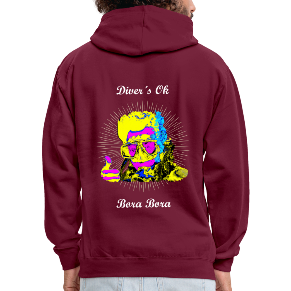 08.11.23 Taijn Toriijn ""Diver´s Ok - Bora Bora" - UNISEX Kontrast-Hoodie - Weinrot/Anthrazit