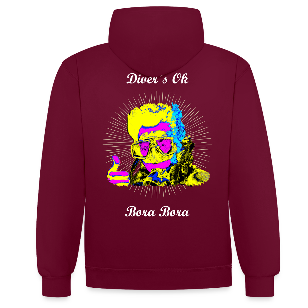08.11.23 Taijn Toriijn ""Diver´s Ok - Bora Bora" - UNISEX Kontrast-Hoodie - Weinrot/Anthrazit