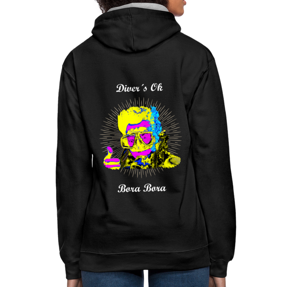 08.11.23 Taijn Toriijn ""Diver´s Ok - Bora Bora" - UNISEX Kontrast-Hoodie - Schwarz/Grau meliert