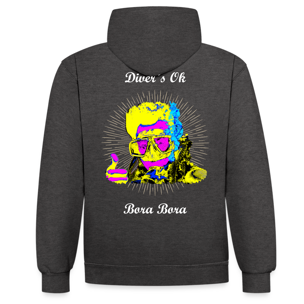 08.11.23 Taijn Toriijn ""Diver´s Ok - Bora Bora" - UNISEX Kontrast-Hoodie - Anthrazit/Schwarz