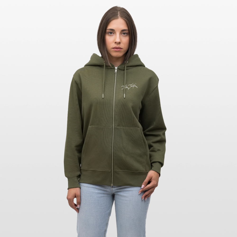 04.03.26 Taijn Toriijn "Surfing North Shore" - StellaStanley-Unisex Bio-ZIP-Hoodie - dunkle Farben - Khaki