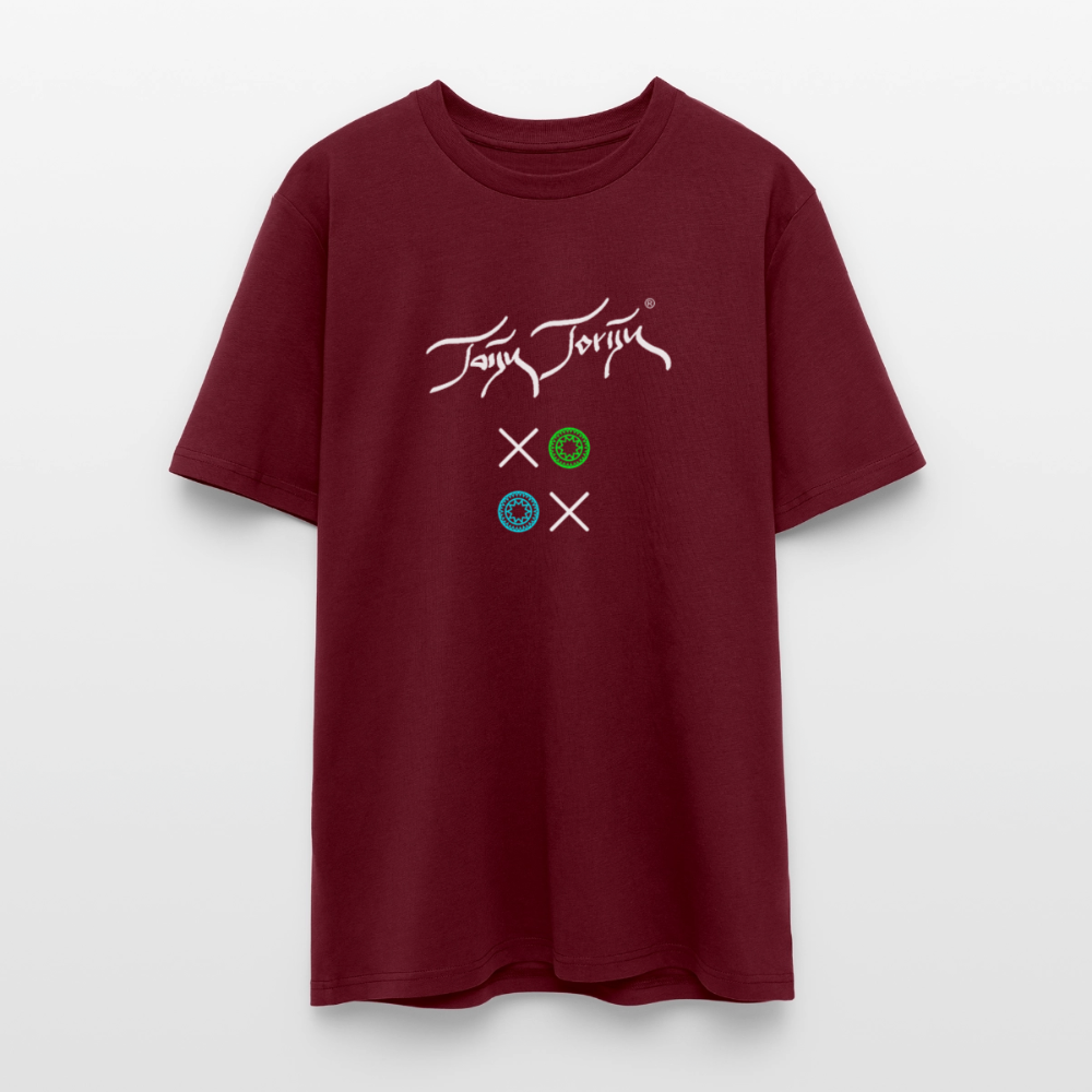20.03.26 Taijn Torijn "Kisses & Hugs" - Stanley/Stella Unisex Bio Rundhals-T-Shirt - Dunkle Farben - Burgunderrot