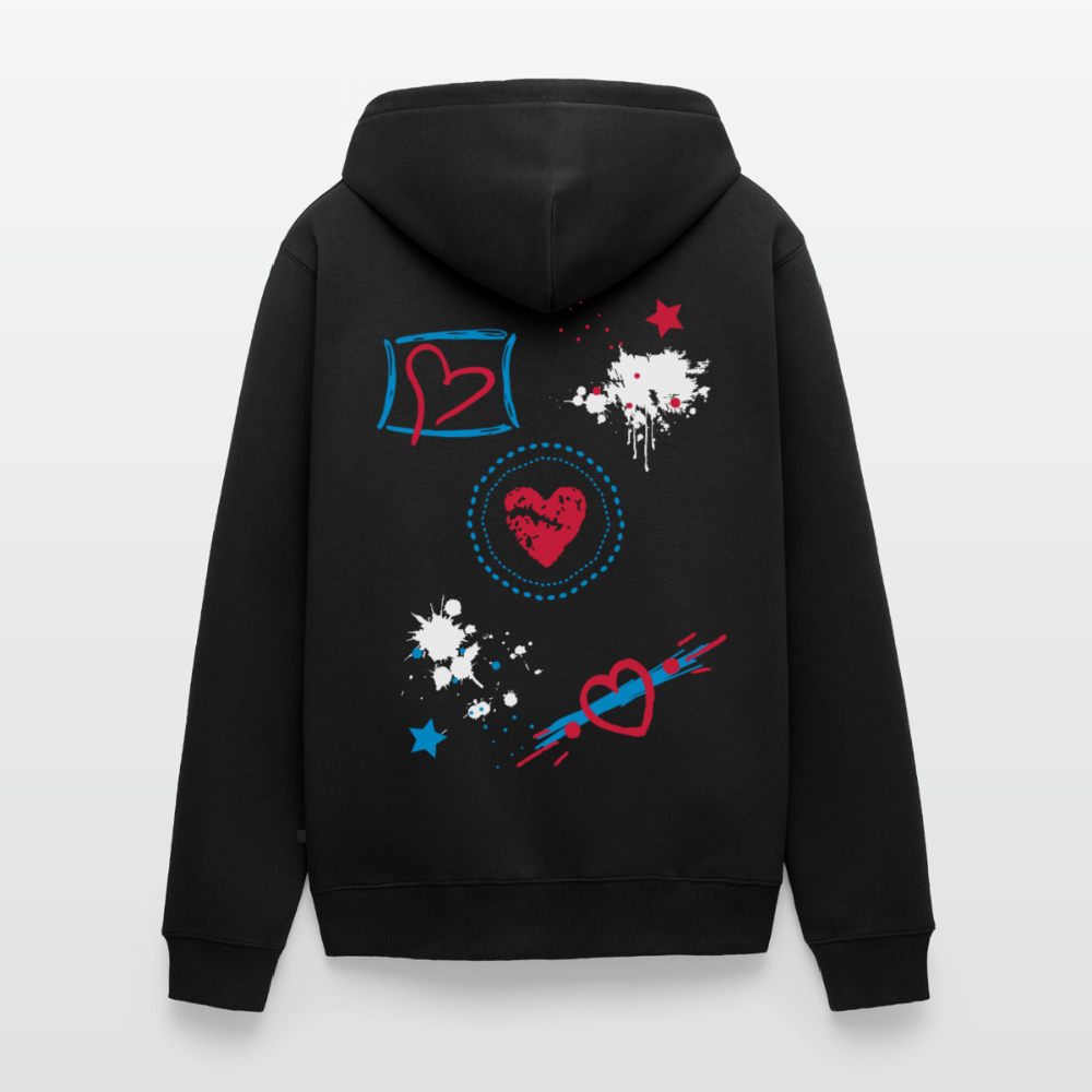 18.03.26 Taijn Torijn - "Stars & Love 2"  - Unisex Premium Bio Zip-Hoodie - Dunkle Farben - Schwarz