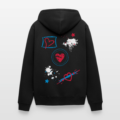18.03.26 Taijn Torijn - "Stars & Love 2"  - Unisex Premium Bio Zip-Hoodie - Dunkle Farben - Schwarz