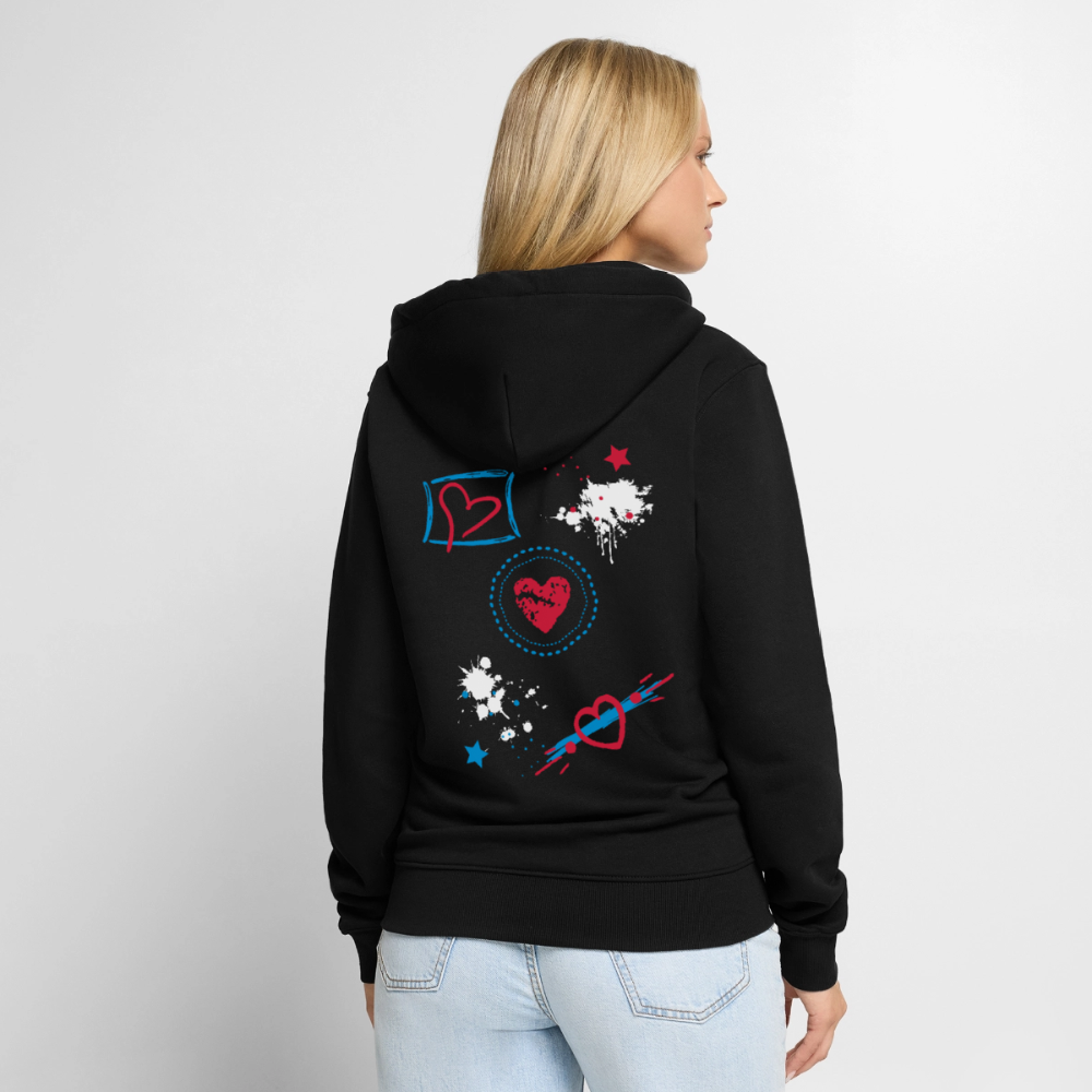 18.03.26 Taijn Torijn - "Stars & Love 2"  - Unisex Premium Bio Zip-Hoodie - Dunkle Farben - Schwarz