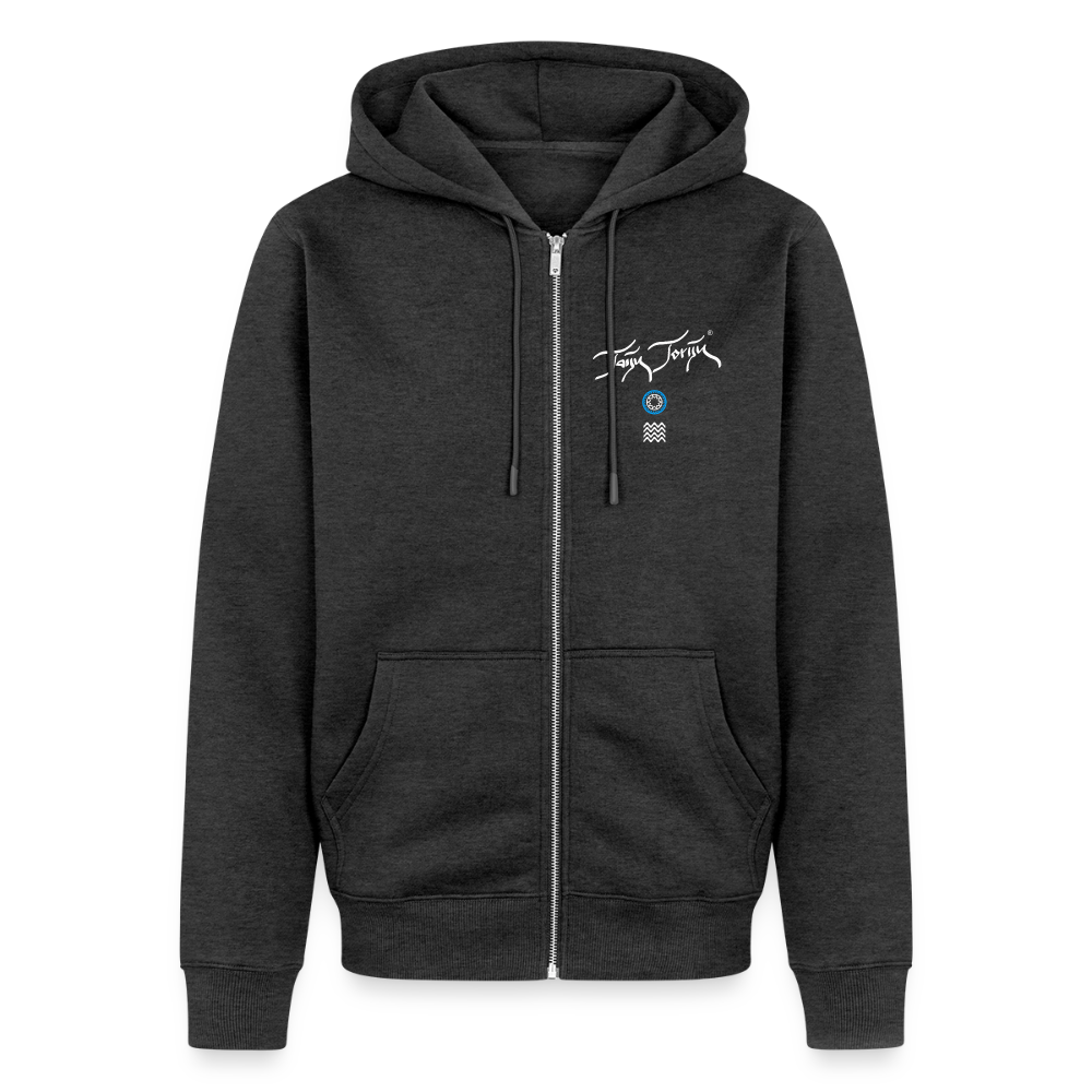 18.03.26 Taijn Toriijn "Surfing North Shore" - Unisex Bio-ZIP-Hoodie - dunkle Farben - Anthrazit meliert