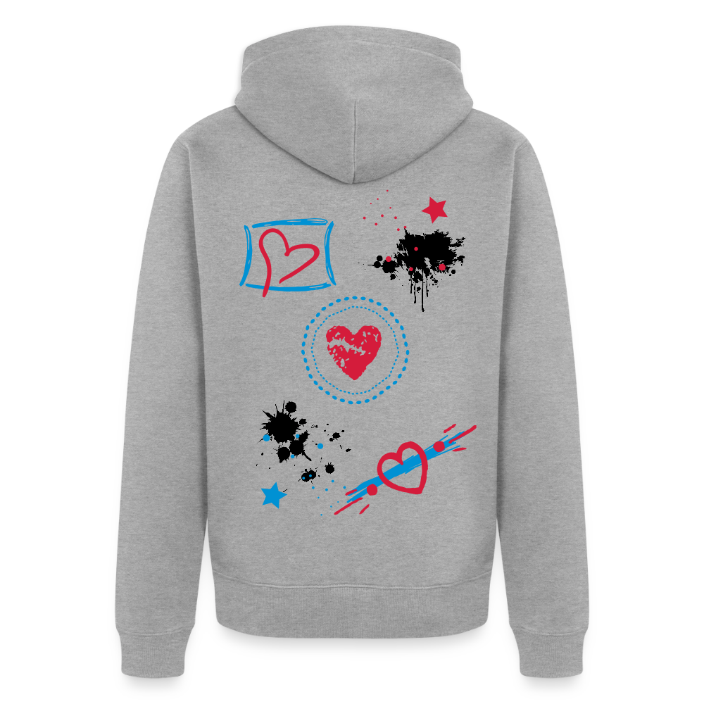 18.03.26 Taijn Torijn - "Stars & Love 2"  - Unisex Premium Bio Zip - Weiß & Grau - Grau meliert