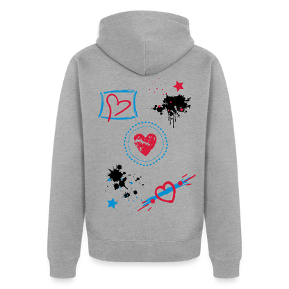 18.03.26 Taijn Torijn - "Stars & Love 2"  - Unisex Premium Bio Zip - Weiß & Grau - Grau meliert