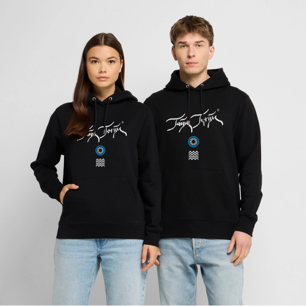 20.03.26 Taijn Toriijn "Surfing North Shore" - StanleyStella-Unisex Bio-Hoodie 2 - Schwarz & Navy - Schwarz