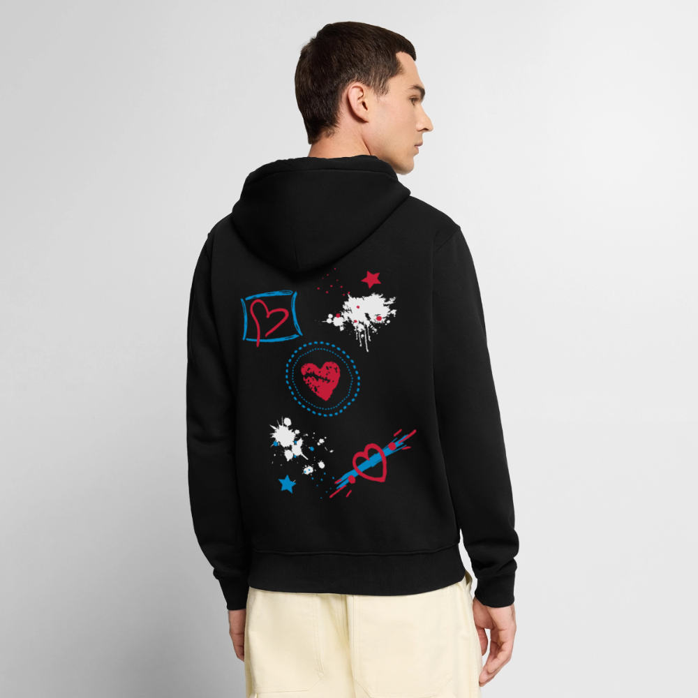 18.03.26 Taijn Torijn - "Stars & Love 2"  - Unisex Premium Bio Zip-Hoodie - Dunkle Farben - Schwarz