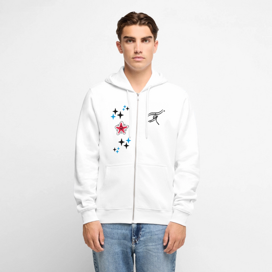 18.03.26 Taijn Torijn - "Stars & Love 1"  - Unisex Premium Bio Zip - Weiß & Grau - Weiß