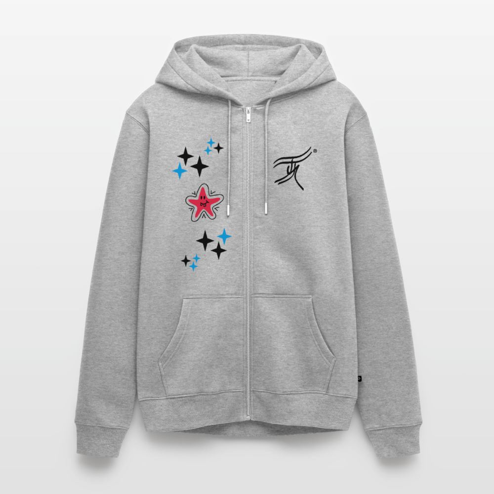 18.03.26 Taijn Torijn - "Stars & Love 1"  - Unisex Premium Bio Zip - Weiß & Grau - Grau meliert