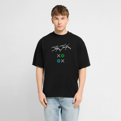 20.03.26 Taijn Torijn "Kisses & Hugs" - Stanley/Stella RELAXED FIT Unisex Bio Rundhals-T-Shirt - Dunkle Farben - Schwarz