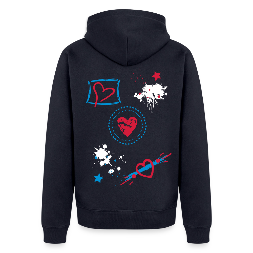 18.03.26 Taijn Torijn - "Stars & Love 2"  - Unisex Premium Bio Zip-Hoodie - Dunkle Farben - Navy