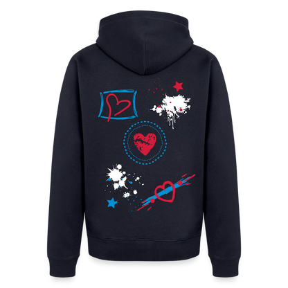 18.03.26 Taijn Torijn - "Stars & Love 2"  - Unisex Premium Bio Zip-Hoodie - Dunkle Farben - Navy