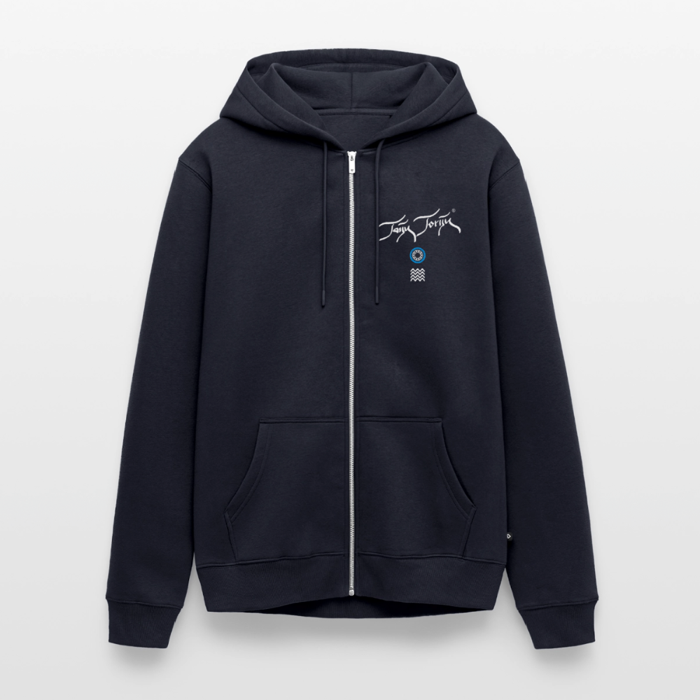 18.03.26 Taijn Toriijn "Surfing North Shore" - Unisex Bio-ZIP-Hoodie - dunkle Farben - Navy