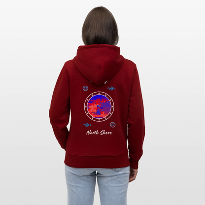 04.03.26 Taijn Toriijn "Surfing North Shore" - StellaStanley-Unisex Bio-ZIP-Hoodie - dunkle Farben - Burgunderrot