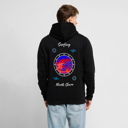 20.03.26 Taijn Toriijn "Surfing North Shore" - StanleyStella-Unisex Bio-Hoodie 2 - Schwarz & Navy - Schwarz