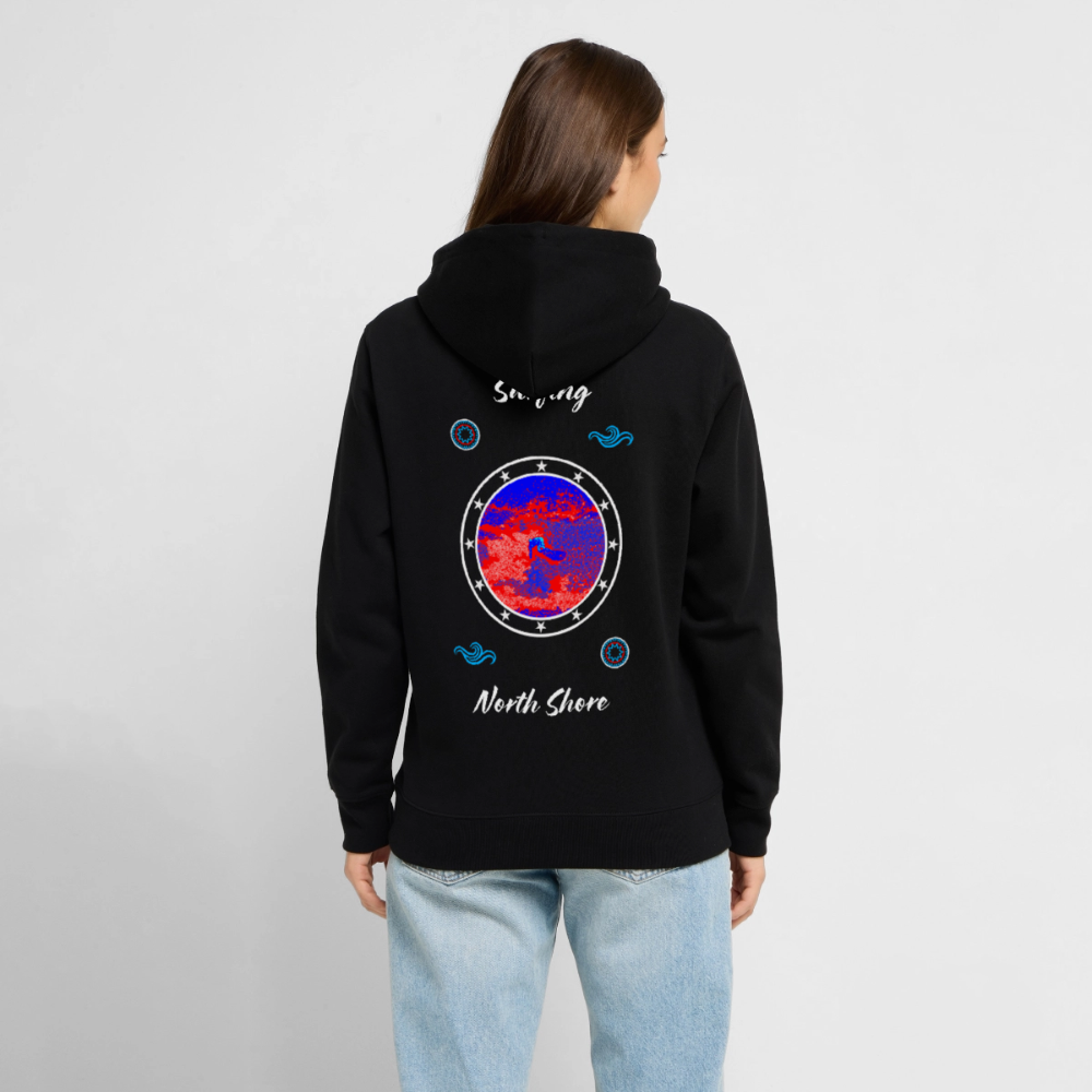 20.03.26 Taijn Toriijn "Surfing North Shore" - StanleyStella-Unisex Bio-Hoodie 2 - Schwarz & Navy - Schwarz