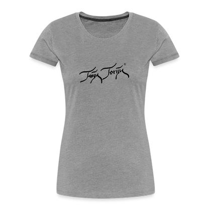 11.09.24 V5 TaijnTorijn - Taijn Torijn Signature" - Damen Bio T-Shirt - Weiß - Grau meliert