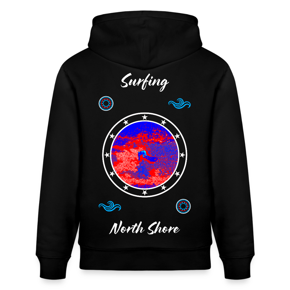 20.03.26 Taijn Toriijn "Surfing North Shore" - StanleyStella-Unisex Bio-Hoodie 2 - Schwarz & Navy - Schwarz