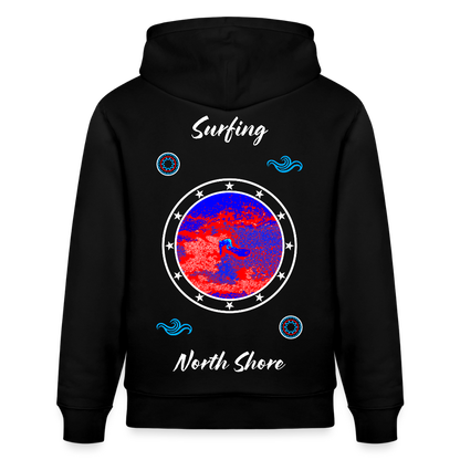 20.03.26 Taijn Toriijn "Surfing North Shore" - StanleyStella-Unisex Bio-Hoodie 2 - Schwarz & Navy - Schwarz